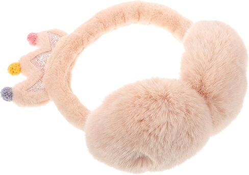 BESTonZON Crown Earmuffs Thickened Faux Rabbit Fur Ear Warmers Winter Outdoor Ear Covers for Boys with Plush Pom-pom in Beige Random Color in Saudi Arabia