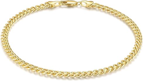 14K Gold Ankle Bracelets for Women 14K Gold Anklets for Women Anklet Bracelets for Womens Refined and Modern Look Womens Cuban Link Anklet 9/10/11 inches in Kuwait