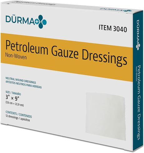 ضمادات شاش بترولية معقمة غير لاصقة للجروح من ديناريكس، 12 قطعة in Kuwait