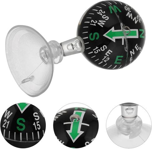 Portable Suction Cup Compass for Vehicle and Use Plastic Dashboard Navigation Ball Car and Boat Direction Guide Featuring Strong Attachment and Compact Design in Saudi Arabia