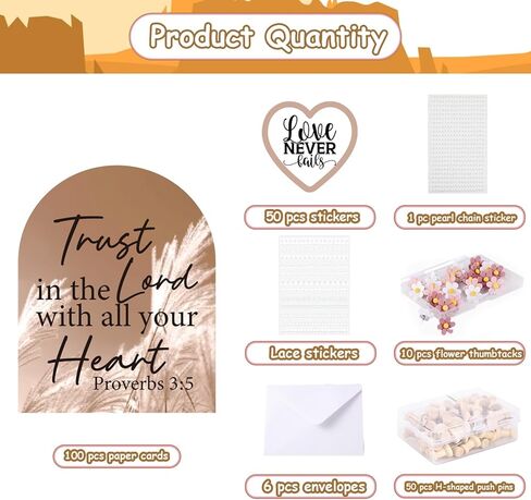247Pcs Brown Coquete Prayer Board Kit Christian Gift for Mother's Day Gift Pray for Envelope Set Bible Verse Quotes Prayer Board Supplies DIY Wall Art for Living Room Office(Not Including Board) in Saudi Arabia