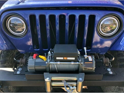 لوحة تركيب ونش فولاذي Tj Lj Lb سعة أمامية وخلفية لسيارة JEEP for Wrangler 1987-1995 1997-2006 مطلية بمسحوق أسود FLASH08956، تركيب بسيط in Saudi Arabia