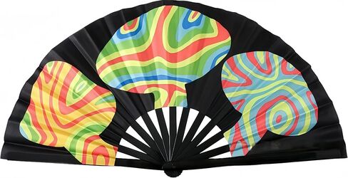 Large Bamboo Bone Folding Fan，Dance and Party Decor Clack Fan，Fluorescent Rave Fan for Festivals and Clubs (Mushroom C) in Kuwait
