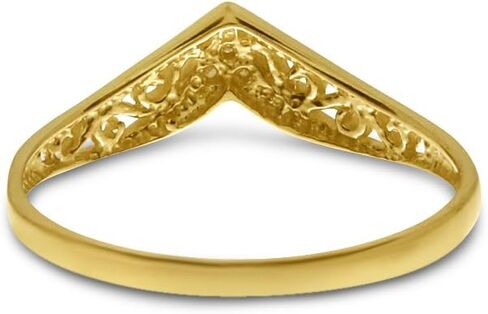 10K Yellow Gold Filigree Band Diamond Chevron Ring in Saudi Arabia