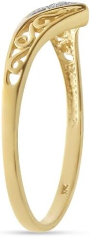 10K Yellow Gold Filigree Band Diamond Chevron Ring in Saudi Arabia