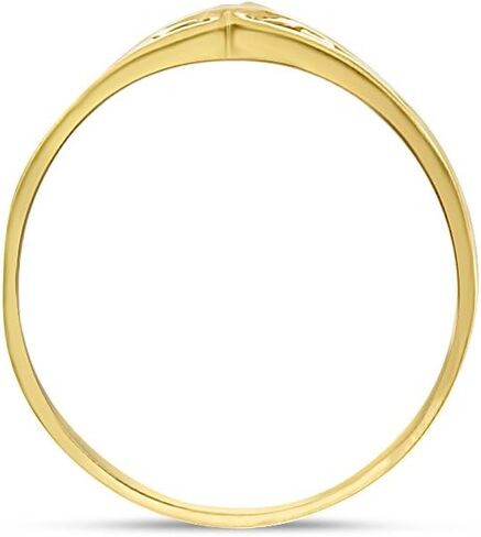 10K Yellow Gold Filigree Band Diamond Chevron Ring in Saudi Arabia