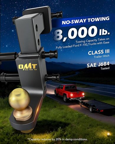 Orion Motor Tech Trailer Hitch Ball Mount، وصلة سحب قابلة للتعديل لجهاز استقبال 2 بوصة مع كرة 2 بوصة قطرة 9-1/2 بوصة ارتفاع 8-1/4 بوصة سعة 8000 رطل، وصلة قطرة شديدة التحمل مع 3 دبابيس وصلة قفل لقارب الشاحنة in Kuwait