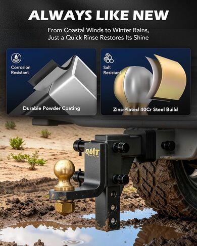 Orion Motor Tech Trailer Hitch Ball Mount، وصلة سحب قابلة للتعديل لجهاز استقبال 2 بوصة مع كرة 2 بوصة قطرة 9-1/2 بوصة ارتفاع 8-1/4 بوصة سعة 8000 رطل، وصلة قطرة شديدة التحمل مع 3 دبابيس وصلة قفل لقارب الشاحنة in Kuwait