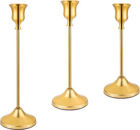 3PCS Candlestick Holders, Taper Candle Holder for Candlesticks, Metal Taper Candle Holders Glaceful Decor Set for Wedding Centerpieces, Christmas, Birthday Party, Holiday Dinning Table Décor in Saudi Arabia