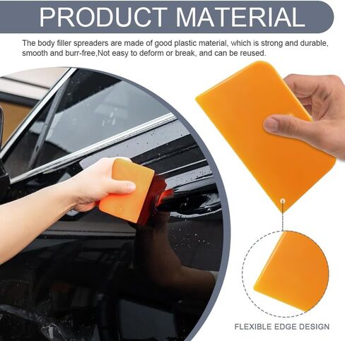 2 Set Body Filler Spreaders, Auto Plastic Putties Spreader Tool Includes Large, Medium and Small, Reusable Auto Film Application Tool for Body Fillers, Putties, Glazes, Caulks and Paint (6PCS) in Saudi Arabia
