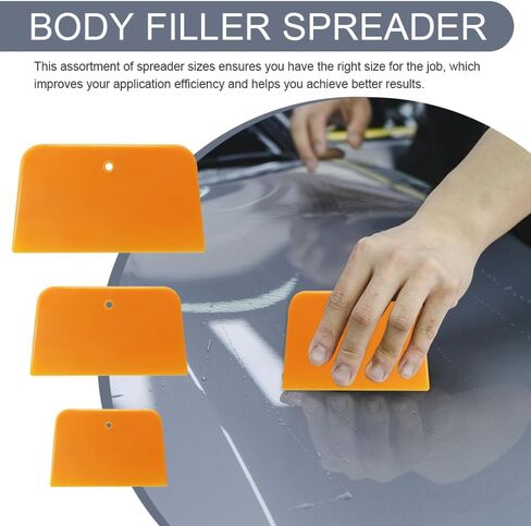 2 Set Body Filler Spreaders, Auto Plastic Putties Spreader Tool Includes Large, Medium and Small, Reusable Auto Film Application Tool for Body Fillers, Putties, Glazes, Caulks and Paint (6PCS) in Saudi Arabia