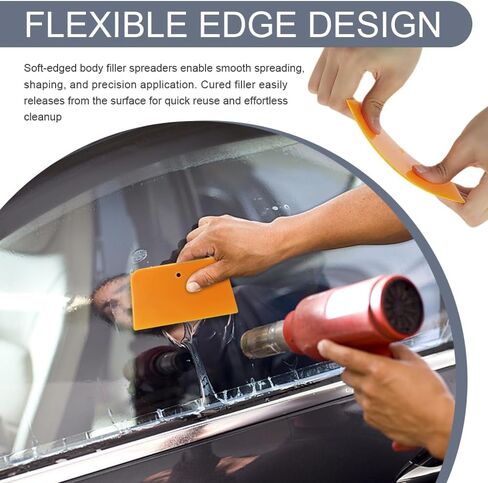 2 Set Body Filler Spreaders, Auto Plastic Putties Spreader Tool Includes Large, Medium and Small, Reusable Auto Film Application Tool for Body Fillers, Putties, Glazes, Caulks and Paint (6PCS) in Saudi Arabia