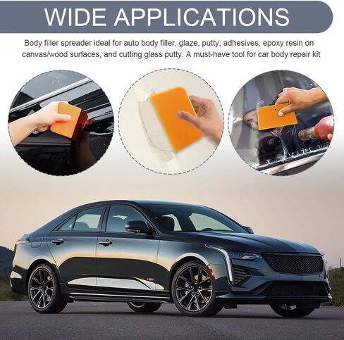 2 Set Body Filler Spreaders, Auto Plastic Putties Spreader Tool Includes Large, Medium and Small, Reusable Auto Film Application Tool for Body Fillers, Putties, Glazes, Caulks and Paint (6PCS) in Saudi Arabia