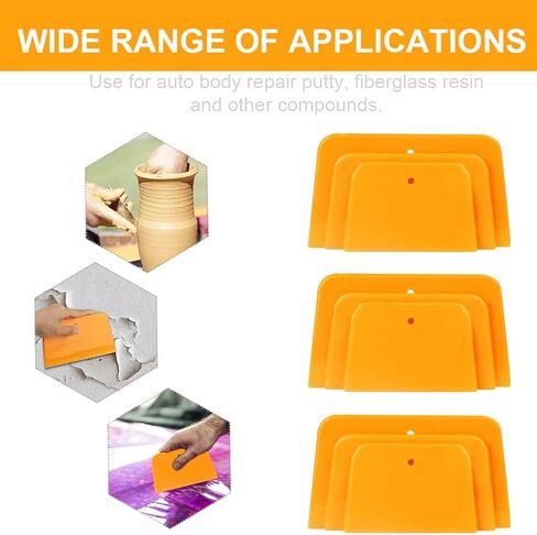 15pcs Body Filler Spreader, Hard Plastic 4/5/6 Inch Reusable Plastic Spreader Tool for Automotive Body Applying Fillers, Car Bodys Filler Spreader Tools(Color:Orange) in Saudi Arabia