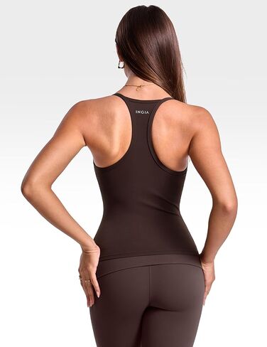 المرأة منخفضة سكوب الرقبة Racerback تانك الأعلى تجريب اليوغا بيلاتيس بروتيل المدمج في الصدرية المجهزة قميص بدون أكمام in Kuwait