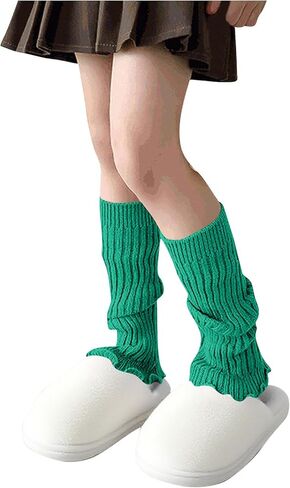 Girls Leg Warmers Y2K Knitted Ribbed Cotton Ruffled Long Socks Fall Fashion Cute Soft Harajuku Boots Ankle Warmers in Saudi Arabia