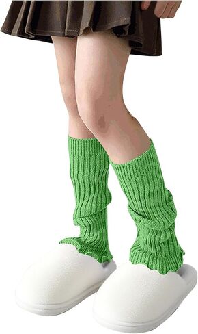 Girls Leg Warmers Y2K Knitted Ribbed Cotton Ruffled Long Socks Fall Fashion Cute Soft Harajuku Boots Ankle Warmers in Saudi Arabia