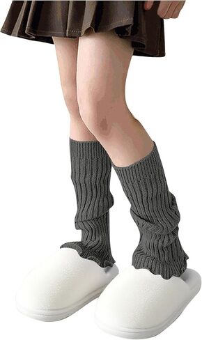 Girls Leg Warmers Y2K Knitted Ribbed Cotton Ruffled Long Socks Fall Fashion Cute Soft Harajuku Boots Ankle Warmers in Saudi Arabia