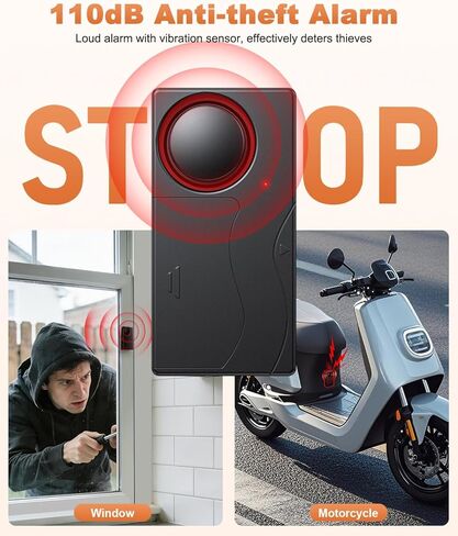 [Upgrade]WSDCAM 110dB Motorcycle Alarm, New 7 Sensitivity 4 Volume Adjustable, Wireless Vibration Alarm with Remote Control Anti-Theft Alarm for Car/Bike/Vehicle Security, Loud Door/Window Alarms in Saudi Arabia