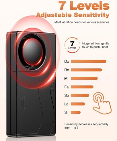 [Upgrade]WSDCAM 110dB Motorcycle Alarm, New 7 Sensitivity 4 Volume Adjustable, Wireless Vibration Alarm with Remote Control Anti-Theft Alarm for Car/Bike/Vehicle Security, Loud Door/Window Alarms in Saudi Arabia