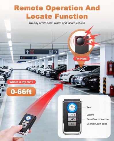 [Upgrade]WSDCAM 110dB Motorcycle Alarm, New 7 Sensitivity 4 Volume Adjustable, Wireless Vibration Alarm with Remote Control Anti-Theft Alarm for Car/Bike/Vehicle Security, Loud Door/Window Alarms in Saudi Arabia