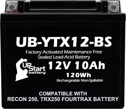 12V 10Ah YTX12-BS Replacement for Honda Recon 250 Battery - Compatible with Honda TRX250 Battery TRX 250 Fourtrax - 12 Volt 10 Amp ATV Batteries AGM SLA in Saudi Arabia