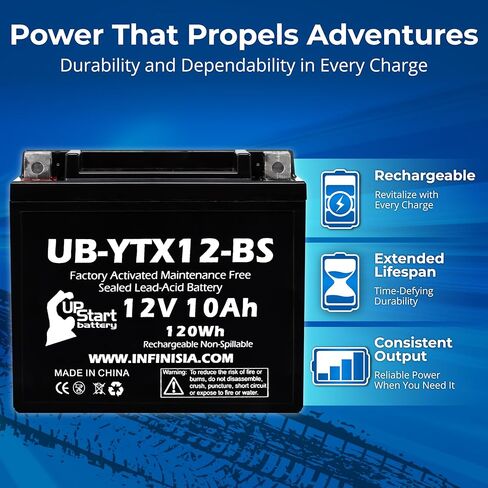 12V 10Ah YTX12-BS Replacement for Honda Recon 250 Battery - Compatible with Honda TRX250 Battery TRX 250 Fourtrax - 12 Volt 10 Amp ATV Batteries AGM SLA in Saudi Arabia
