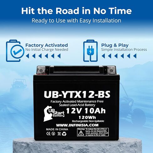 12V 10Ah YTX12-BS Replacement for Honda Recon 250 Battery - Compatible with Honda TRX250 Battery TRX 250 Fourtrax - 12 Volt 10 Amp ATV Batteries AGM SLA in Saudi Arabia