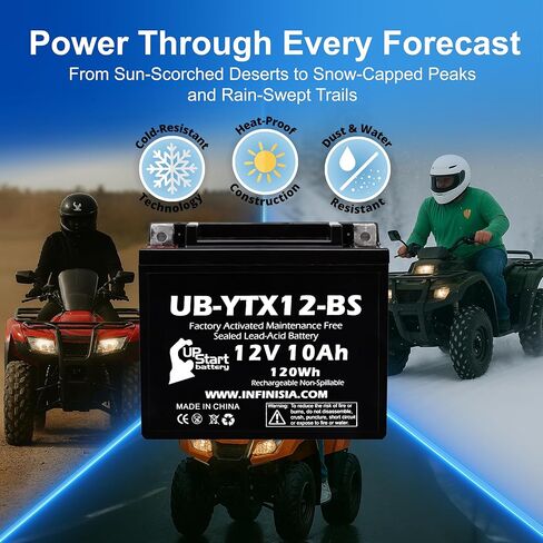 12V 10Ah YTX12-BS Replacement for Honda Recon 250 Battery - Compatible with Honda TRX250 Battery TRX 250 Fourtrax - 12 Volt 10 Amp ATV Batteries AGM SLA in Saudi Arabia