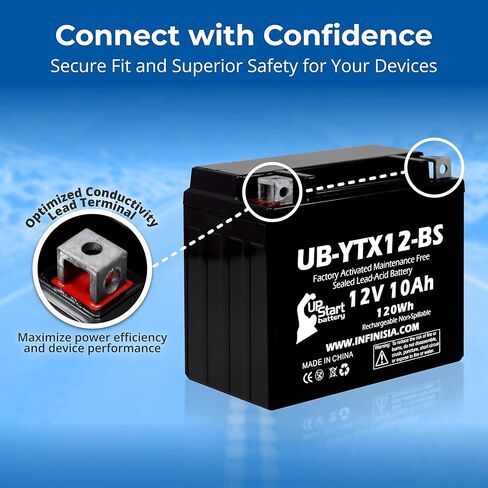 12V 10Ah YTX12-BS Replacement for Honda Recon 250 Battery - Compatible with Honda TRX250 Battery TRX 250 Fourtrax - 12 Volt 10 Amp ATV Batteries AGM SLA in Saudi Arabia