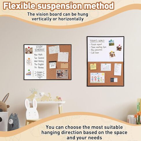 Maitys 48x36 Inch Magnetic Whiteboard and Cork Bulletin Board Combo, Foldable Wall Mounted Half Dry Erase and Cork Combination Board with Black Frame for Office, Classroom, Conference Room in Saudi Arabia