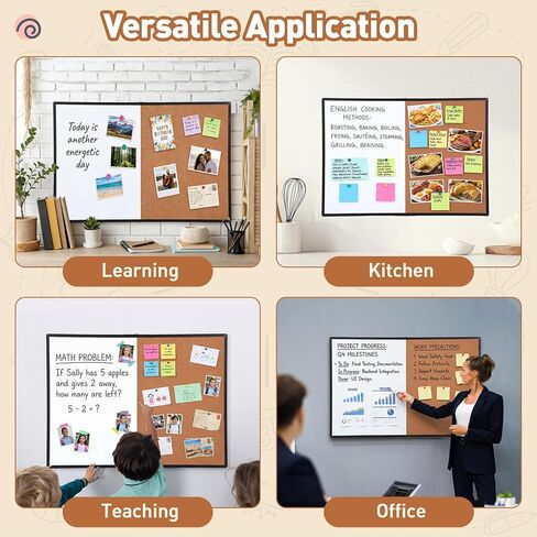 Maitys 48x36 Inch Magnetic Whiteboard and Cork Bulletin Board Combo, Foldable Wall Mounted Half Dry Erase and Cork Combination Board with Black Frame for Office, Classroom, Conference Room in Saudi Arabia