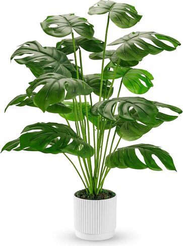 Der Rose 28" Fake Plants Large Artificial Monstera Faux Potted Plants Indoor Tall for Outdoor Living Room House Floor Front Porch Tree Decor in Kuwait