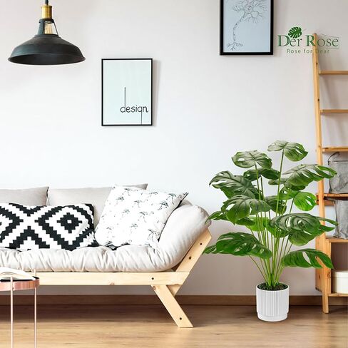 Der Rose 28" Fake Plants Large Artificial Monstera Faux Potted Plants Indoor Tall for Outdoor Living Room House Floor Front Porch Tree Decor in Kuwait