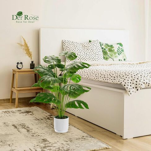 Der Rose 28" Fake Plants Large Artificial Monstera Faux Potted Plants Indoor Tall for Outdoor Living Room House Floor Front Porch Tree Decor in Kuwait