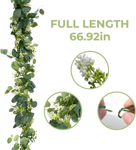 2 Pack Artificial Vines for Room Decor Aesthetic,Fake Ivy Wreath Green Hanging Plants,Faux Greenery Leaves Garland for Home Decor Living Room Kitchen Bedroom Wall Decorations (with Fruit) in Saudi Arabia