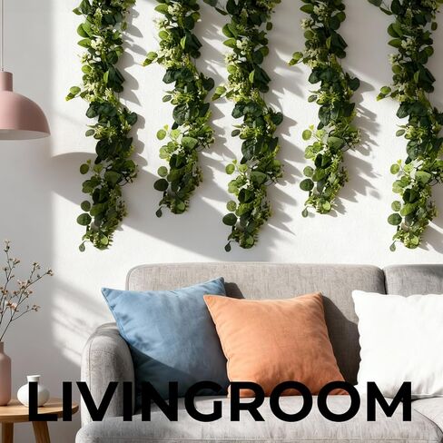 2 Pack Artificial Vines for Room Decor Aesthetic,Fake Ivy Wreath Green Hanging Plants,Faux Greenery Leaves Garland for Home Decor Living Room Kitchen Bedroom Wall Decorations (with Fruit) in Saudi Arabia
