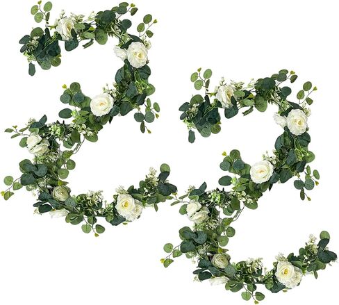 2 Pack Artificial Vines for Room Decor Aesthetic,Fake Ivy Wreath Green Hanging Plants,Faux Greenery Leaves Garland for Home Decor Living Room Kitchen Bedroom Wall Decorations (with Fruit) in Saudi Arabia