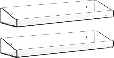 Yieach Clear Acrylic Shelves for Wall,4 Pack 15" Floating Shelves for Bedroom,Room and Bathroom Wall Organizer,Wall Storage & Display Shelf for Funko Pop,Lego,Action Figures,Nail Polish,Perfume Shelf in Saudi Arabia