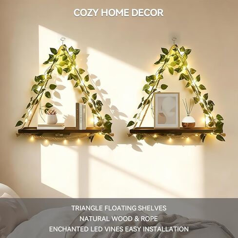 Hanging Shelves Set of 2, Floating Shelf for Plant Wall Decor No Drilling, Cottage Core Decor for Bedroom Living Room Kitchen, Wall Art in Saudi Arabia