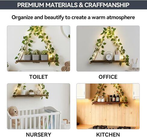 Hanging Shelves Set of 2, Floating Shelf for Plant Wall Decor No Drilling, Cottage Core Decor for Bedroom Living Room Kitchen, Wall Art in Saudi Arabia