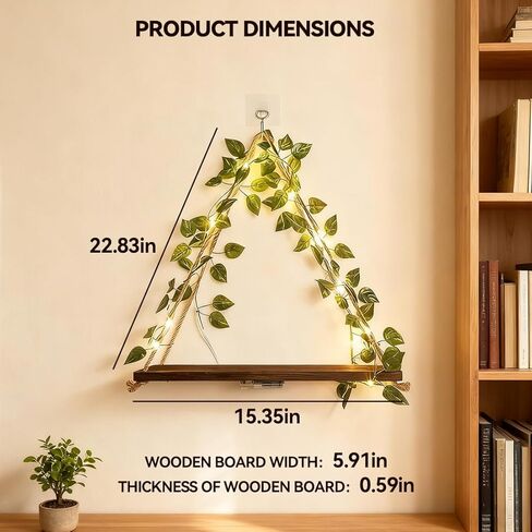 Hanging Shelves Set of 2, Floating Shelf for Plant Wall Decor No Drilling, Cottage Core Decor for Bedroom Living Room Kitchen, Wall Art in Saudi Arabia
