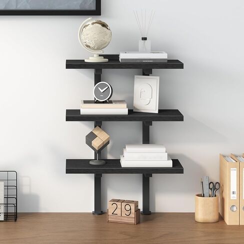 Clamp On Desk Organizer, 3-Tier Desktop Bookshelf, Adjustable Desk Storage Shelf, Metal Frame, for Office, Study and Game Room, Black DSBK3601 in Saudi Arabia