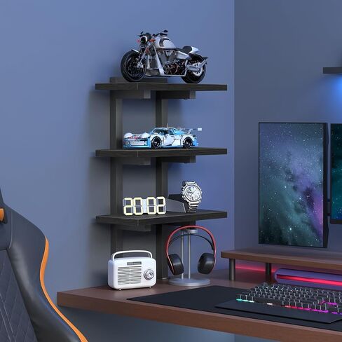 Clamp On Desk Organizer, 3-Tier Desktop Bookshelf, Adjustable Desk Storage Shelf, Metal Frame, for Office, Study and Game Room, Black DSBK3601 in Saudi Arabia