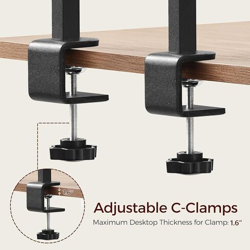 Clamp On Desk Organizer, 3-Tier Desktop Bookshelf, Adjustable Desk Storage Shelf, Metal Frame, for Office, Study and Game Room, Black DSBK3601 in Saudi Arabia