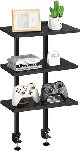 Clamp On Desk Organizer, 3-Tier Desktop Bookshelf, Adjustable Desk Storage Shelf, Metal Frame, for Office, Study and Game Room, Black DSBK3601 in Saudi Arabia