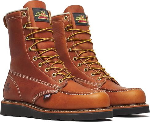 Thorogood American Heritage 8" Steel Safety Moc Toe Work Boots, Full-Grain Leather, Steel Toe, Wedge Outsole, Shock Absorption Footbed in Saudi Arabia