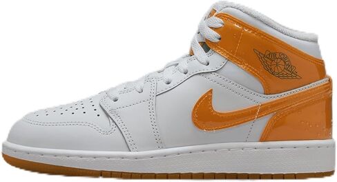 Air Jordan 1 Mid SE Big Kids' Shoes (FN9053-018, Football Grey/Pine Green/White/Orange Peel) Size 4 in Saudi Arabia