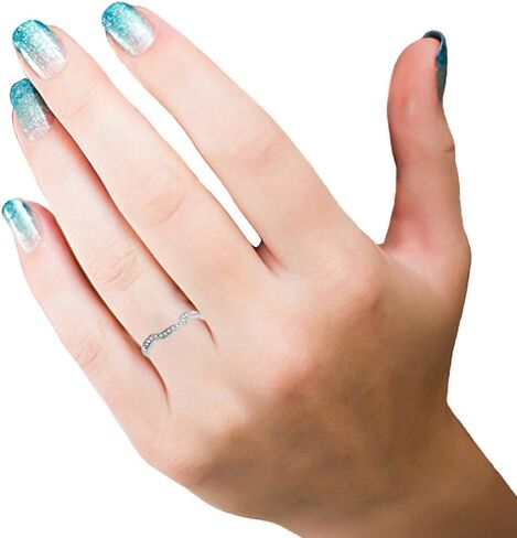 0.10 Carat (Ctw) 14K White Gold Plated Round Shaped White Diamond Ladies Anniversary Wedding Stackable Band Enhancer Guard Ring 1/10 CT in Kuwait