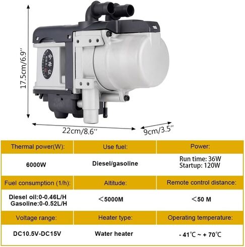 12V 6KW Diesel Fuel Liquid Heater Gasoline Preheater LCD Switch Silencer +Water Pump Parking Heating Device For Trucks Van Car(One-way remote) in Saudi Arabia